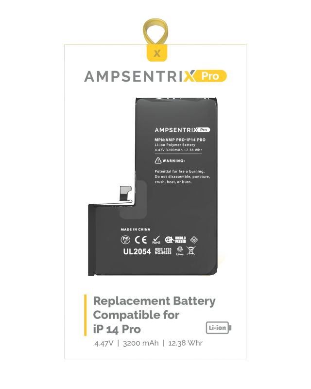 Replacement Battery Compatible For iPhone 14 Pro (AmpSentrix Pro)