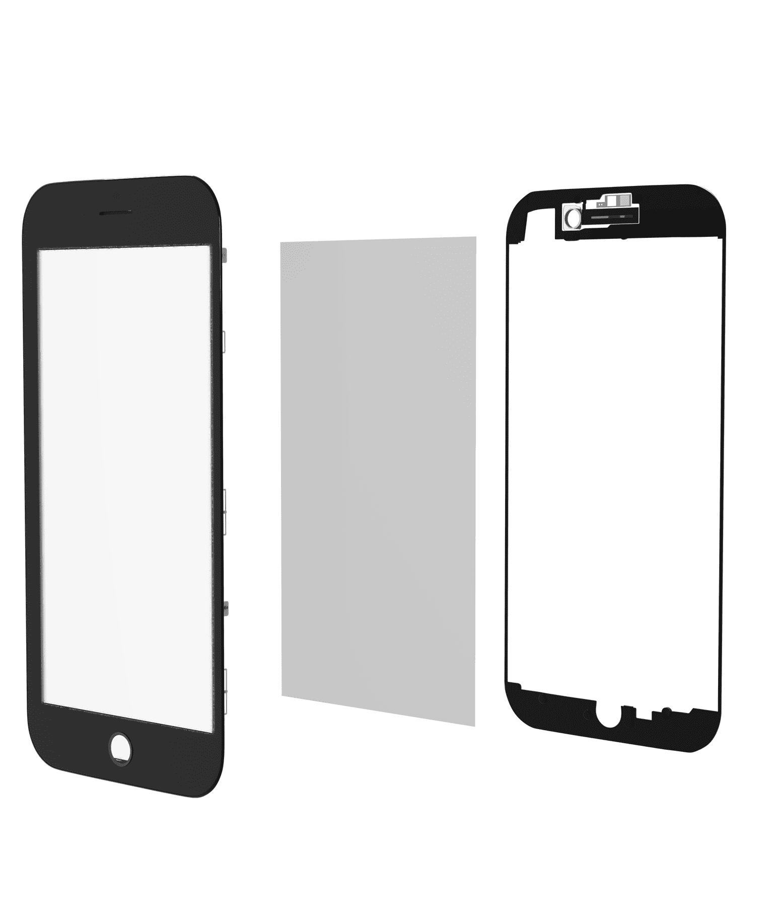 3 in 1 (Front Glass + Frame + OCA Pre-Installed) Compatible For iPhone 8 Plus (Black) (2 Pack) (OCA Master)