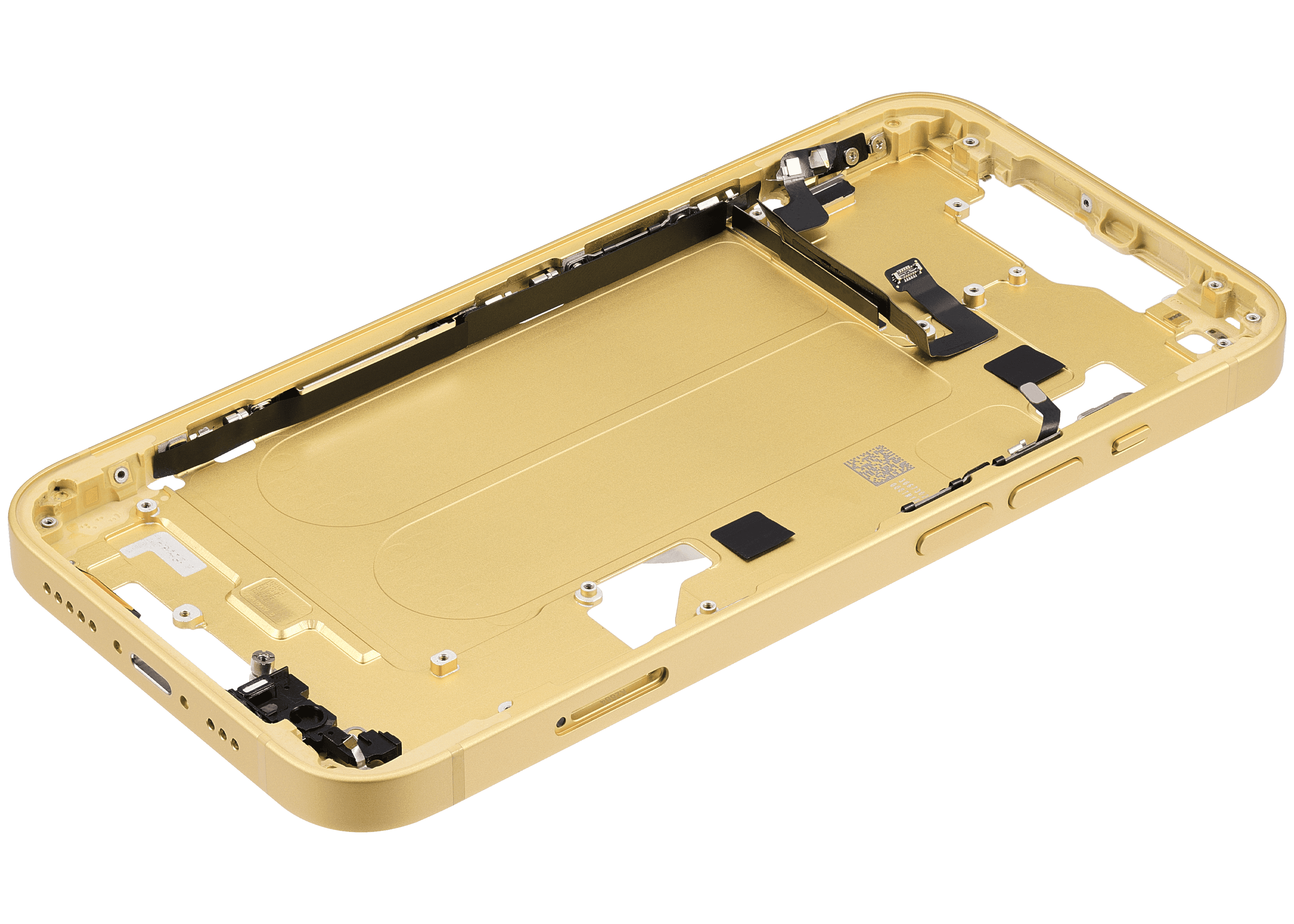Mid-Frame Housing With Power And Volume Button Compatible For iPhone 14 (International Version) (Used OEM Pull: Grade A) (Yellow)
