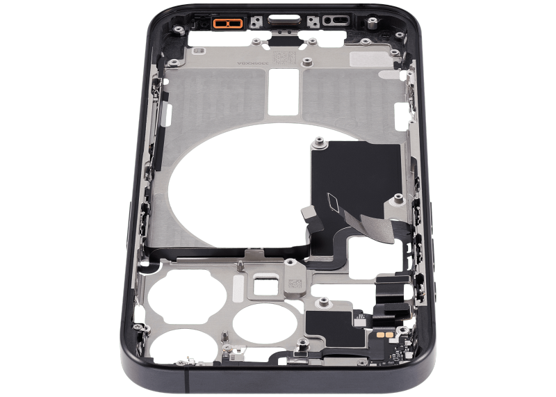 Mid-Frame Housing With Power And Volume Button Compatible For iPhone 15 Pro (US Version) (Used OEM Pull: Grade A) (Black Titanium)