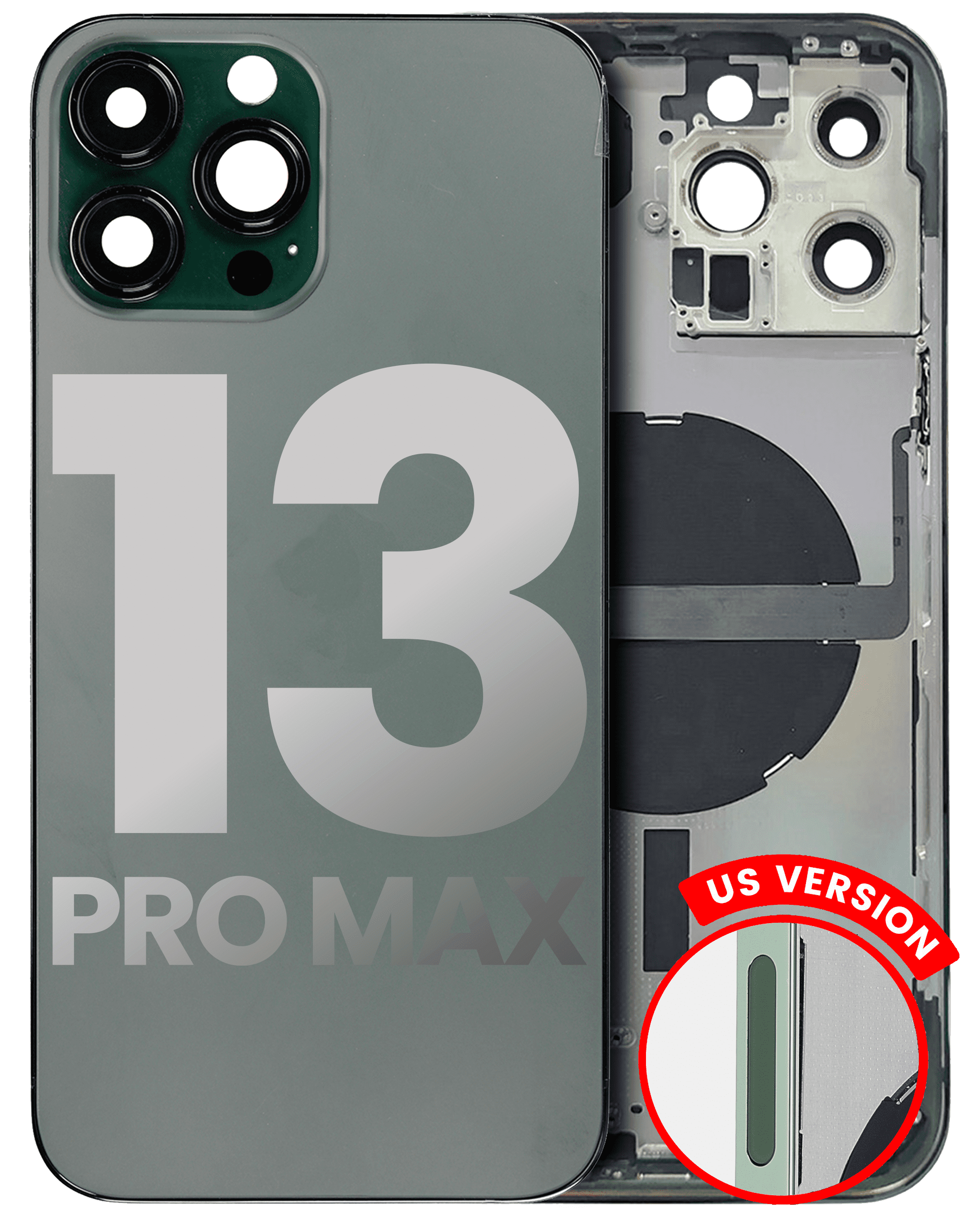 Back Housing W/ Small Components Pre-Installed Compatible For iPhone 13 Pro Max (US Version) (Used OEM Pull: Grade A) (Alpine Green)