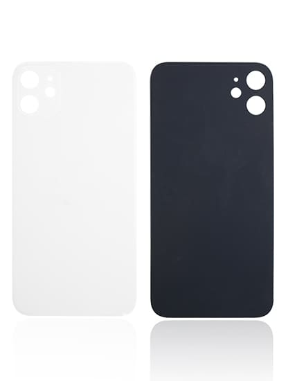 Back Glass With 3M Adhesive Compatible For iPhone 11 (No Logo / Large Camera Hole) (White)