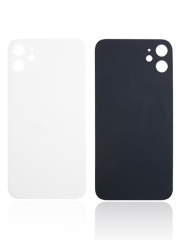 Back Glass With 3M Adhesive Compatible For iPhone 11 (No Logo / Large Camera Hole) (White)