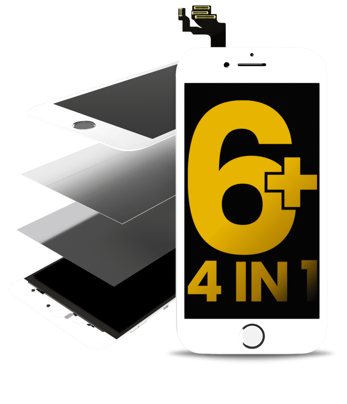 4 in 1 (Front Glass + Frame + Polarizer + OCA Pre-Installed) Compatible For iPhone 6 Plus (2 Pack) (White)