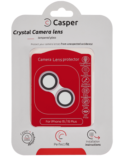 Casper Camera Lens Protector Compatible For iPhone 15 / 15 Plus (Pink) (Clear)