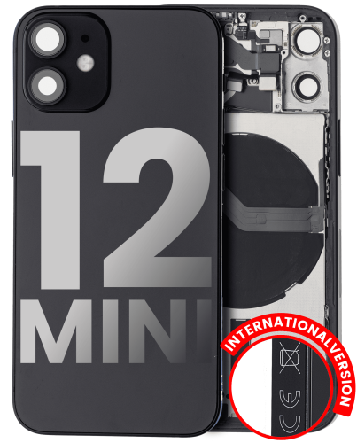Back Housing W/ Small Components Pre-Installed Compatible For iPhone 12 Mini (International Version) (Used OEM Pull: Grade A) (Black)