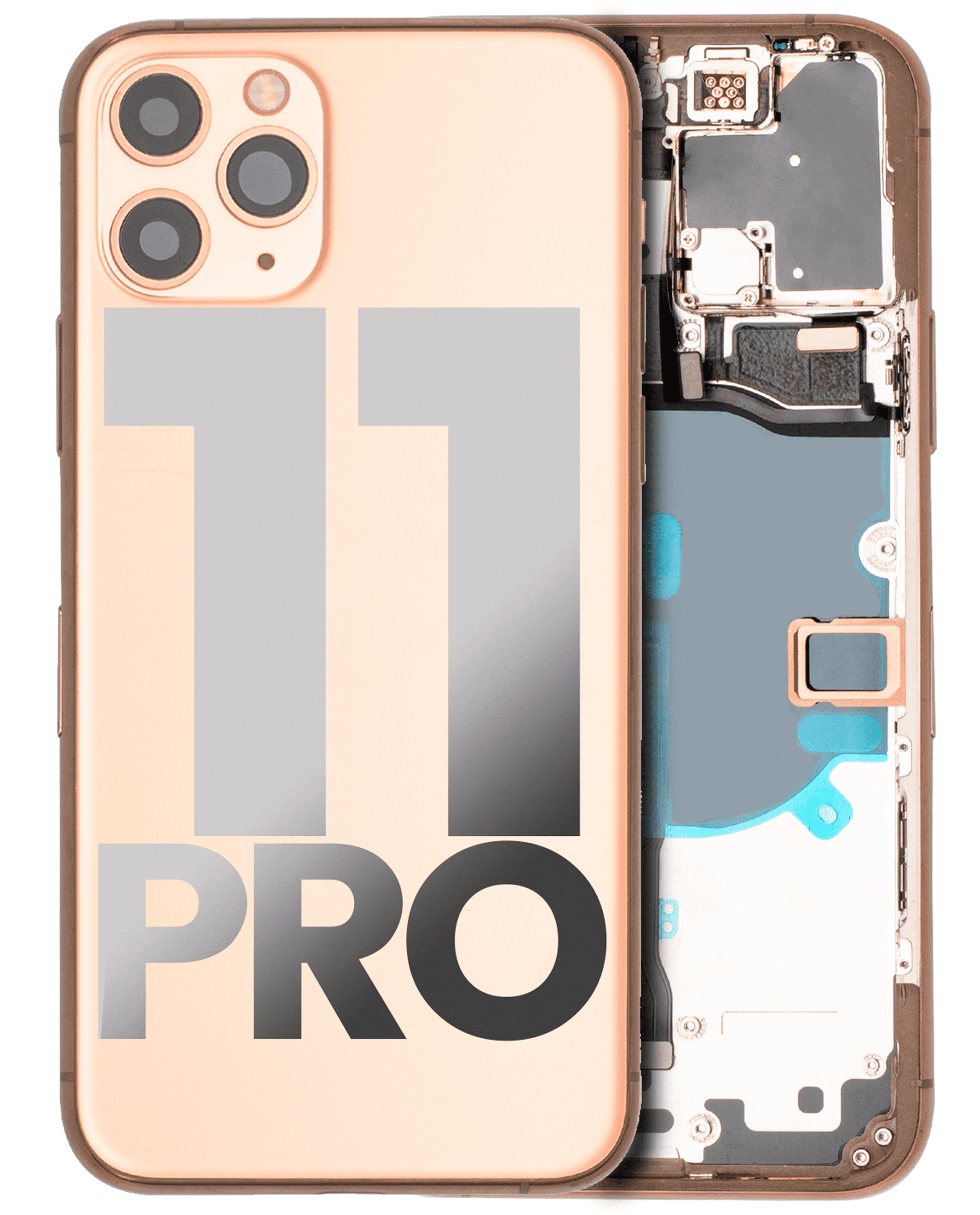 Back Housing W/ Small Components Pre-Installed Compatible For iPhone 11 Pro (Used OEM Pull: Grade A) (Matte Gold)