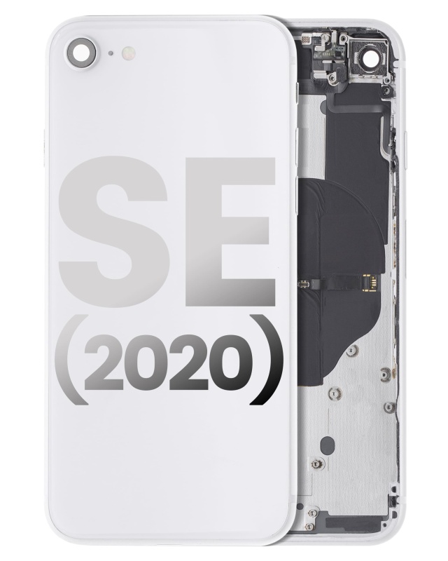 Back Housing W/ Small Components Pre-Installed Compatible For iPhone SE (2020) (Used OEM Pull: Grade C) (White)