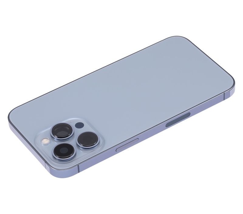 Back Housing W/ Small Components Pre-Installed Compatible For iPhone 13 Pro (US Version) (No Logo) (Aftermarket Plus) (Sierra Blue)
