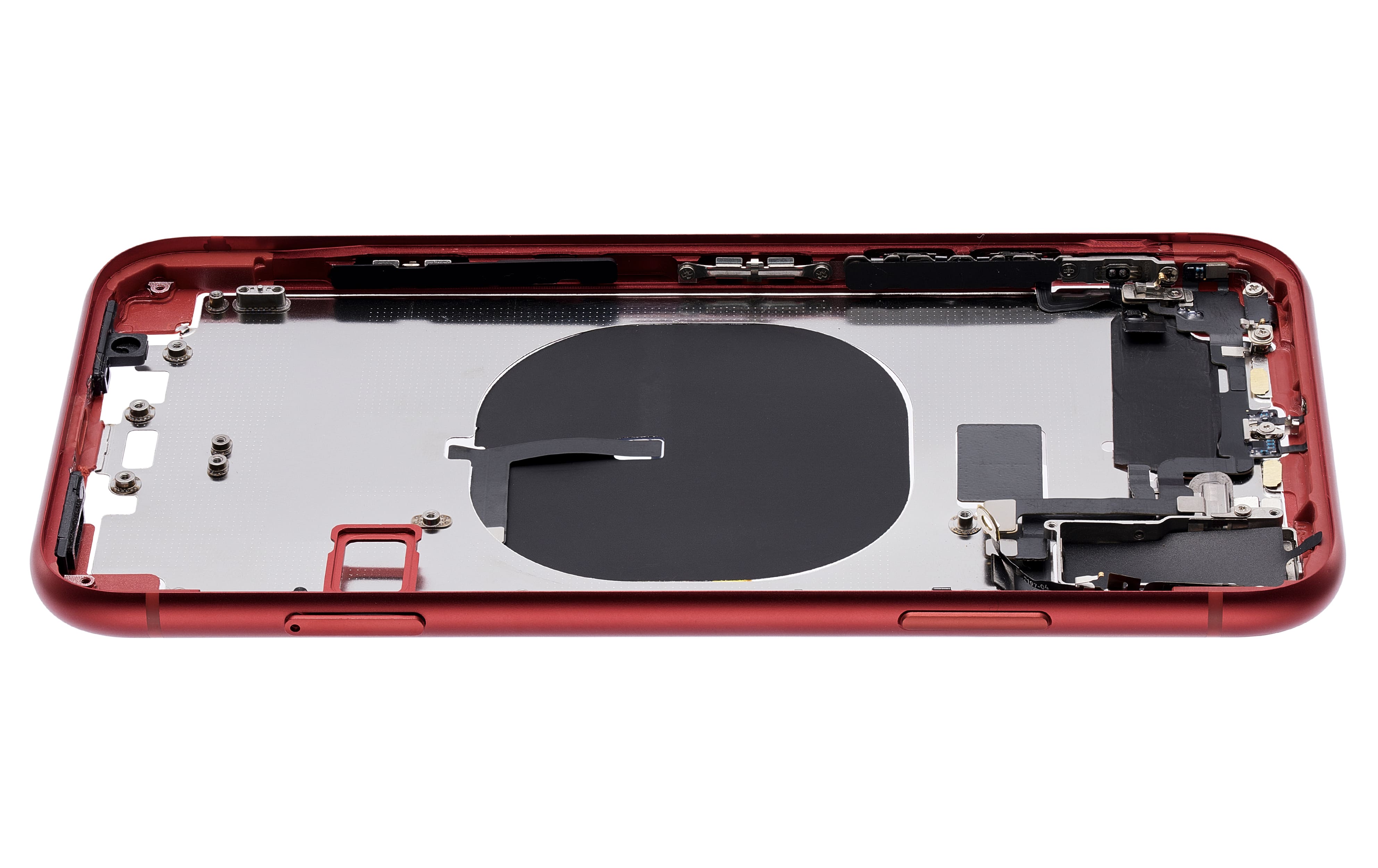 Back Housing W/ Small Components Pre-Installed (Without Back Cover) Compatible For iPhone 11 (Red)