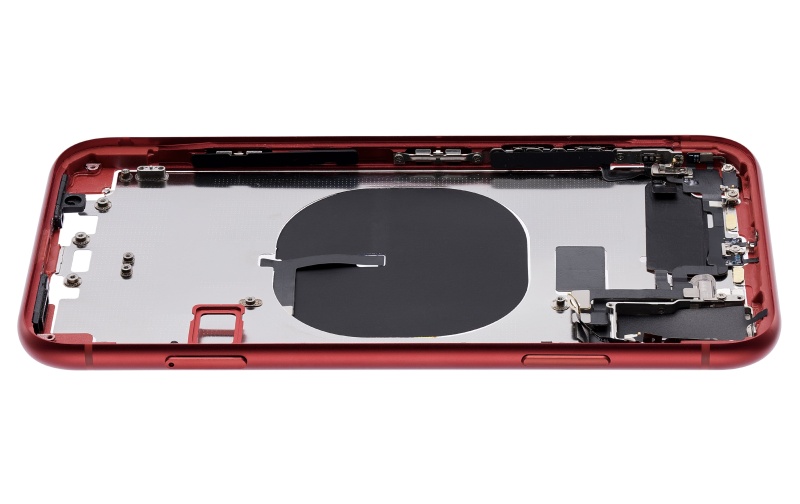 Back Housing W/ Small Components Pre-Installed (Without Back Cover) Compatible For iPhone 11 (Red)