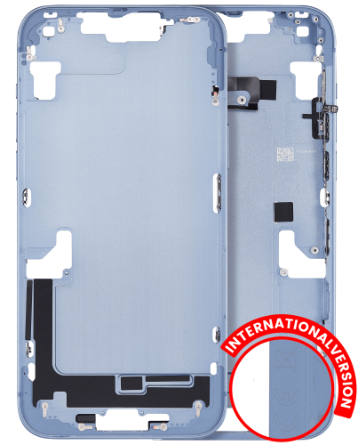 Mid-Frame Housing With Power And Volume Button Compatible For iPhone 14 (International Version) (Used OEM Pull: Grade A) (Blue)