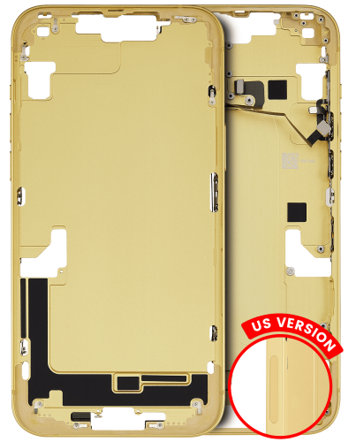 Mid-Frame Housing With Power And Volume Button Compatible For iPhone 14 Plus (US Version) (Used OEM Pull: Grade A) (Yellow)
