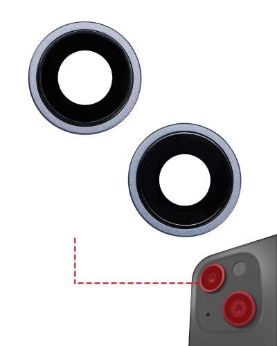 Back Camera Lens With Bracket &amp; Bezel Compatible For iPhone 14 / 14 Plus (2 Piece Set) (Premium) (Blue)