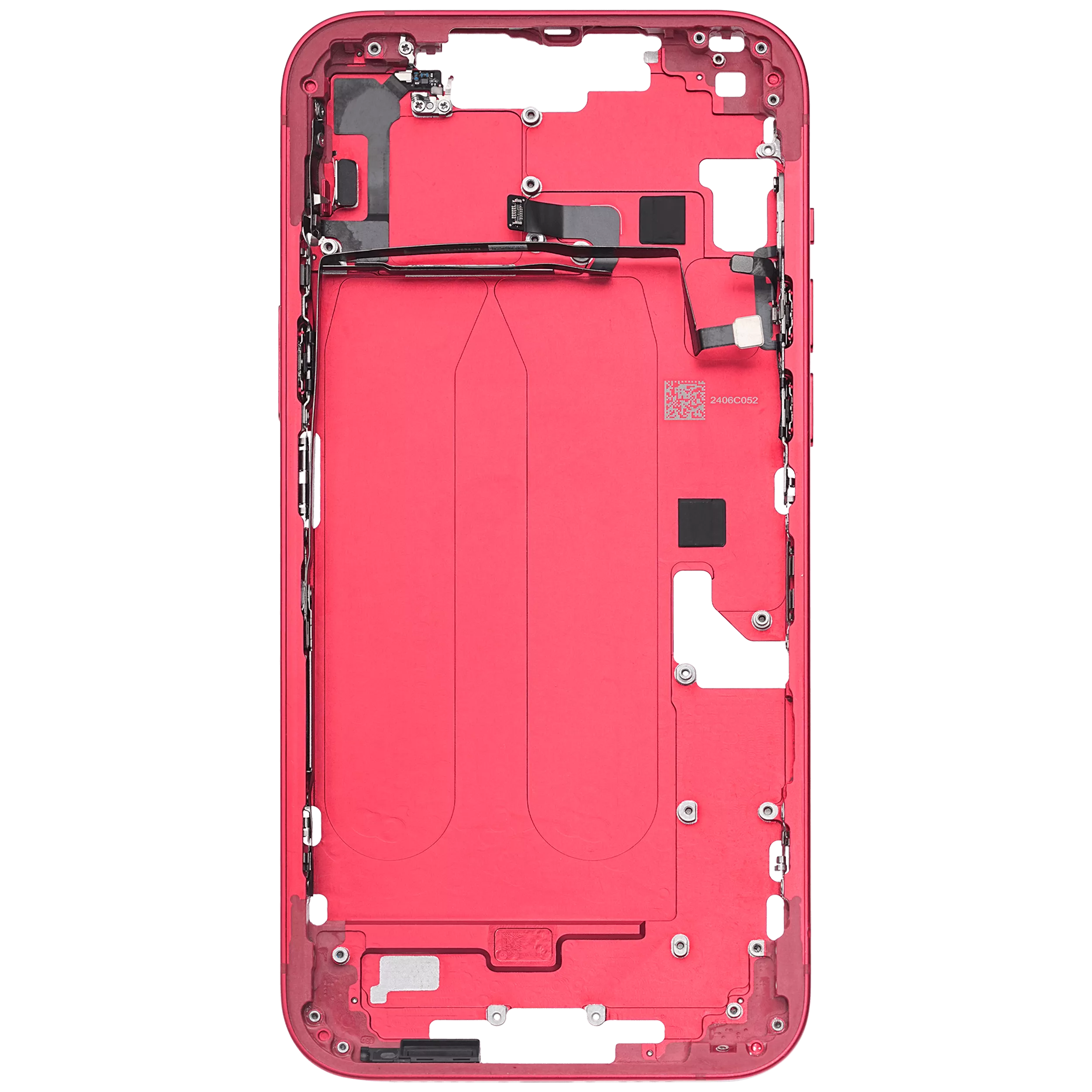 Mid-Frame Housing With Power And Volume Button Compatible For iPhone 14 Plus (Used OEM Pull: Grade C) (Red)