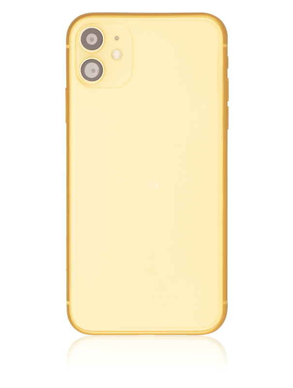 Back Housing W/ Small Components Pre-Installed Compatible For iPhone 11 (Used OEM Pull: Grade B) (Yellow)