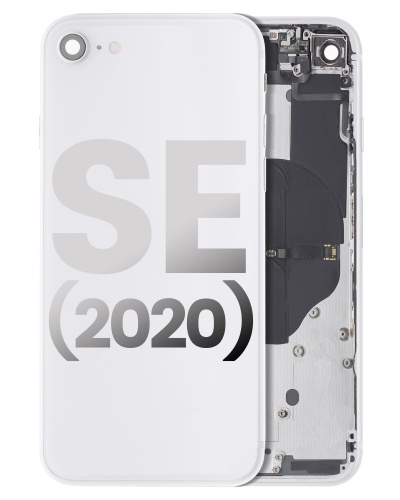 Back Housing W/ Small Components Pre-Installed Compatible For iPhone SE (2020) (Used OEM Pull: Grade B) (White)