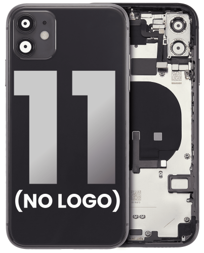 Back Housing W/ Small Components Pre-Installed Compatible For iPhone 11 (No Logo) (Aftermarket Plus) (Black)