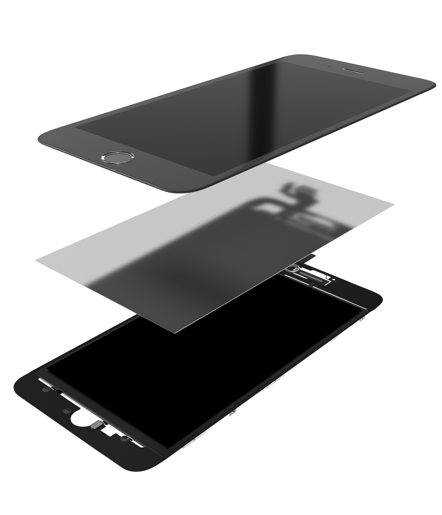 3 in 1 (Front Glass + Frame + OCA Pre-Installed) Compatible For iPhone 6 Plus (2 Pack) (Black)