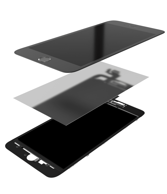 3 in 1 (Front Glass + Frame + OCA Pre-Installed) Compatible For iPhone 6 Plus (2 Pack) (Black)