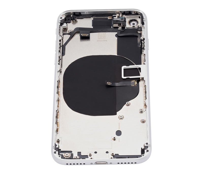 Back Housing W/ Small Components Pre-Installed Compatible For iPhone 8 (No Logo) (Aftermarket Plus) (Silver)