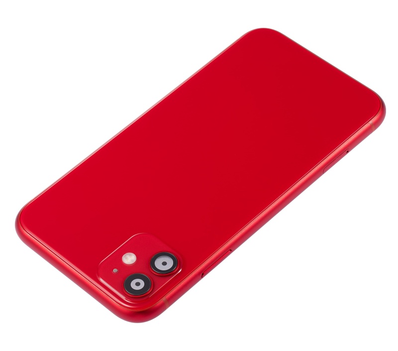Back Housing W/ Small Components Pre-Installed Compatible For iPhone 11 (No Logo) (Aftermarket Plus) (Red)