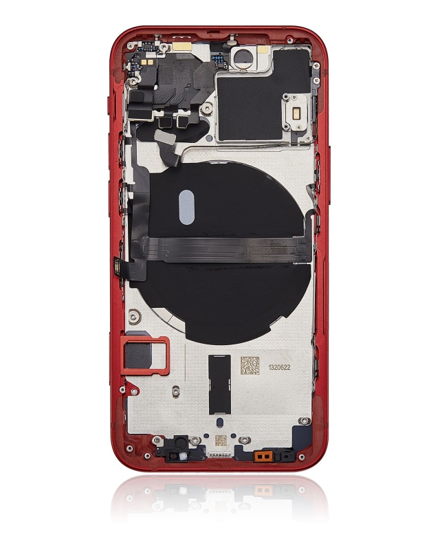 Back Housing W/ Small Components Pre-Installed Compatible For iPhone 13 Mini (US Version) (No Logo) (Aftermarket Plus) (Red)