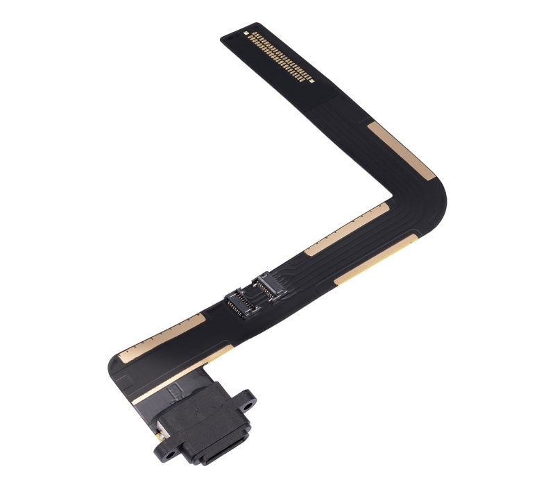 Charging Port Flex Cable Compatible For iPad Air 1 / iPad 5 (2017) / iPad 6 (2018) (Soldering Required) (Aftermarket Plus) (Black)