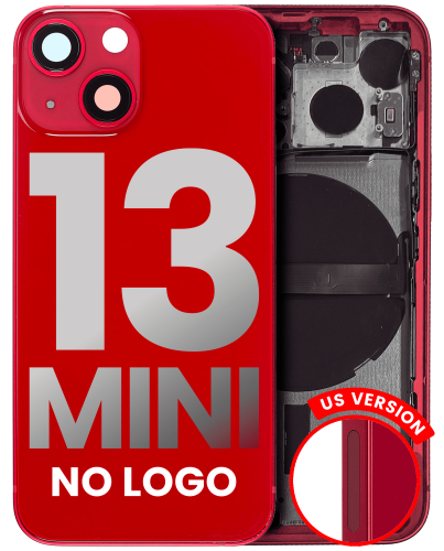 Back Housing W/ Small Components Pre-Installed Compatible For iPhone 13 Mini (US Version) (No Logo) (Aftermarket Plus) (Red)