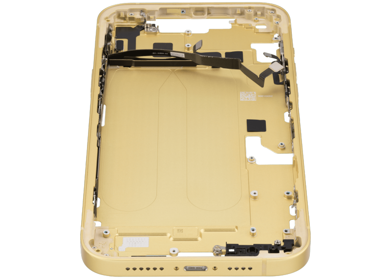 Mid-Frame Housing With Power And Volume Button Compatible For iPhone 14 Plus (US Version) (Used OEM Pull: Grade A) (Yellow)