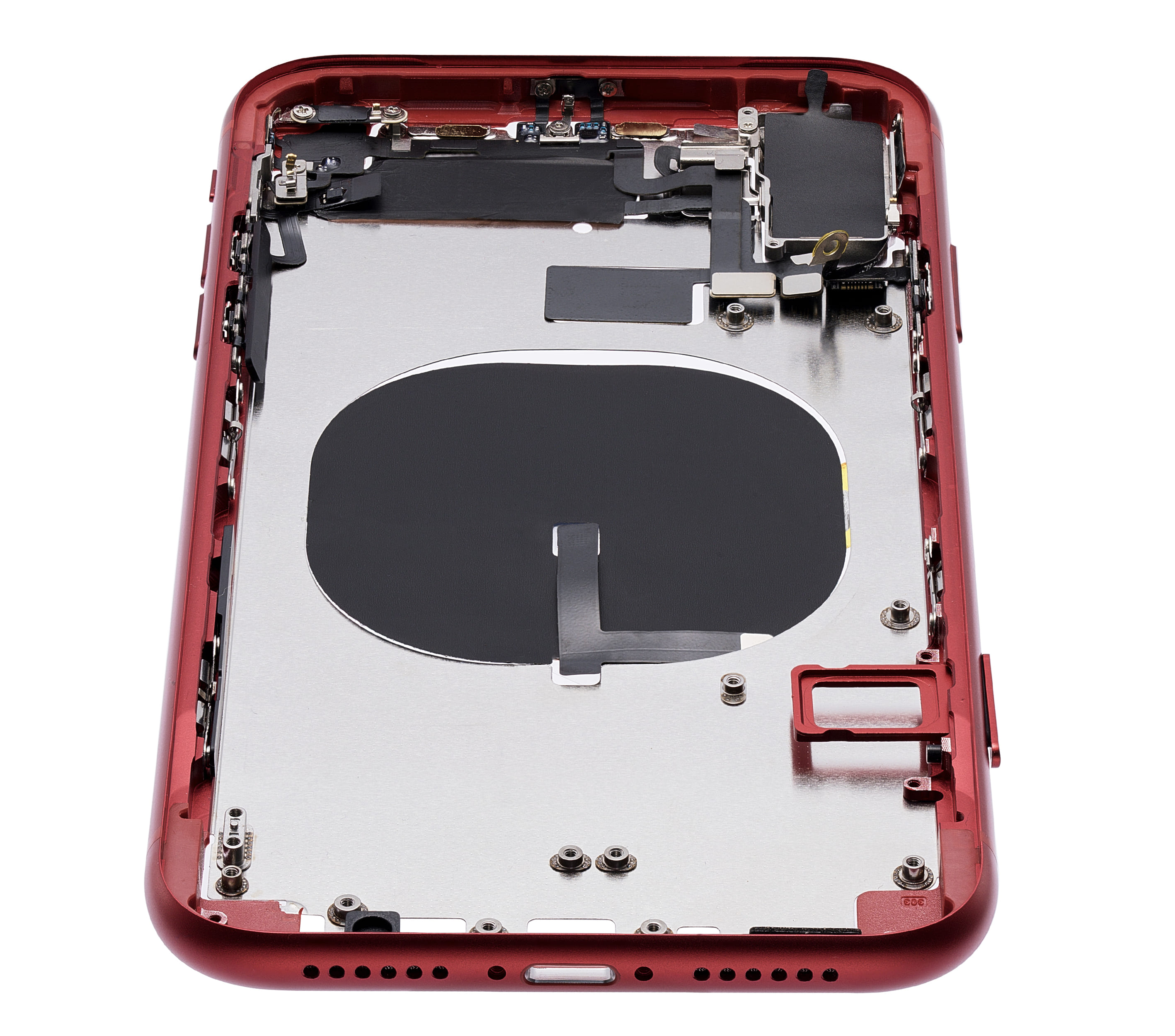 Back Housing W/ Small Components Pre-Installed (Without Back Cover) Compatible For iPhone 11 (Red)