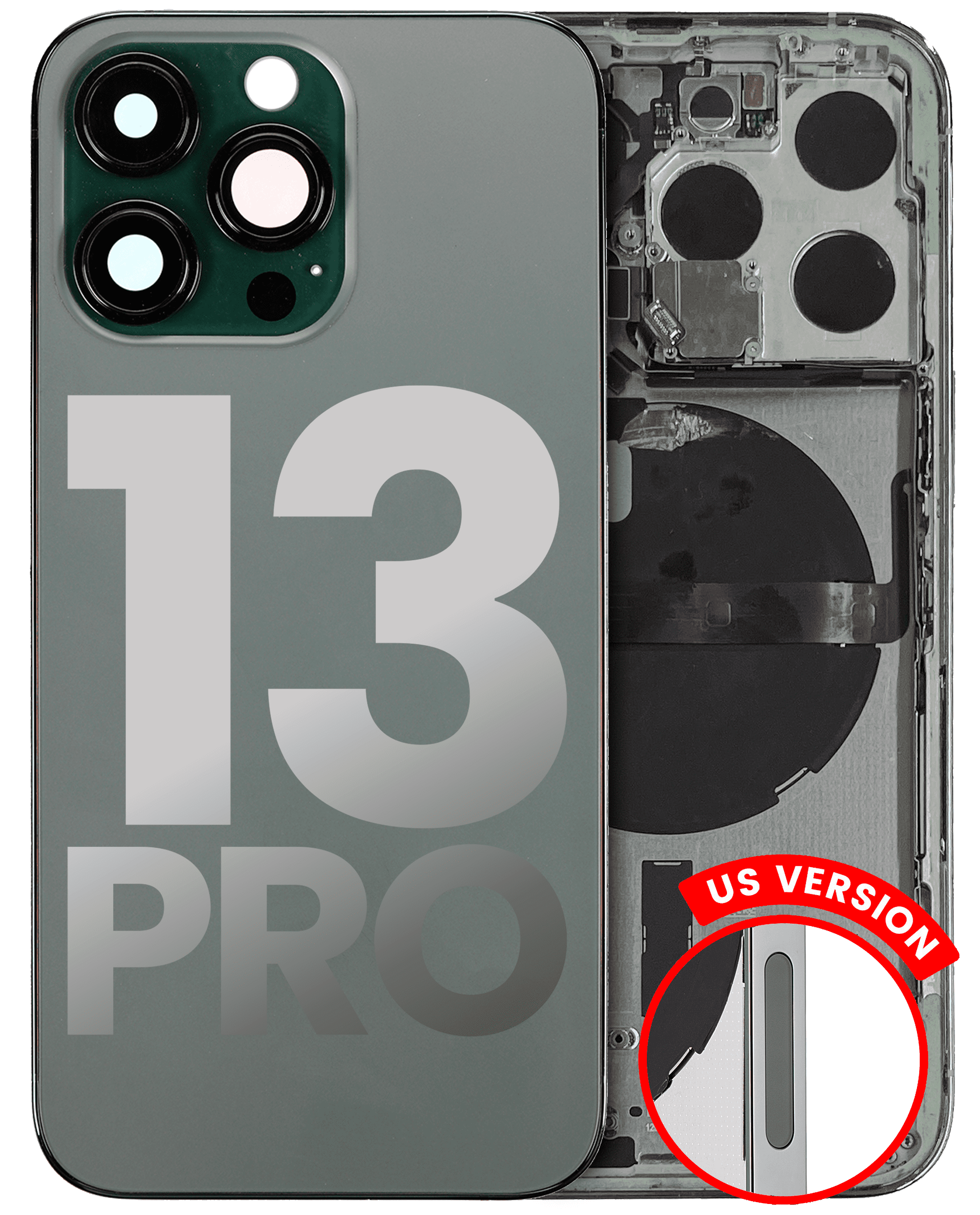 Back Housing W/ Small Components Pre-Installed Compatible For iPhone 13 Pro (US Version) (Used OEM Pull: Grade C) (Alpine Green)
