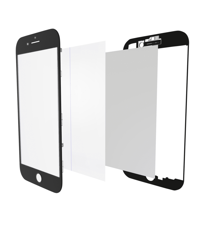4 in 1 (Front Glass + Frame + Polarizer + OCA Pre-Installed) Compatible For iPhone 8 (2 Pack) (Black)