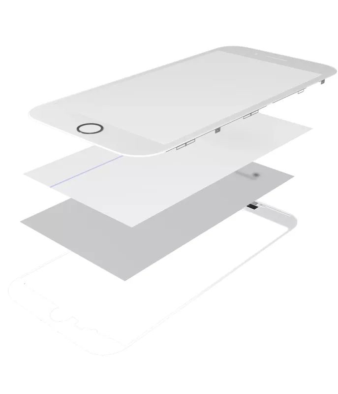Glass with Frame / OCA / Polarizer Pre-Installed Compatible For iPhone 8 Plus (White)