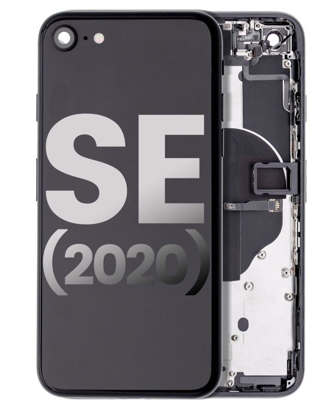 Back Housing W/ Small Components Pre-Installed Compatible For iPhone SE (2020) (Used OEM Pull: Grade C) (Black)
