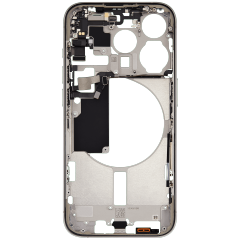 Mid-Frame Housing With Power And Volume Button Compatible For iPhone 15 Pro (US Version) (Used OEM Pull: Grade A) (Natural Titanium)