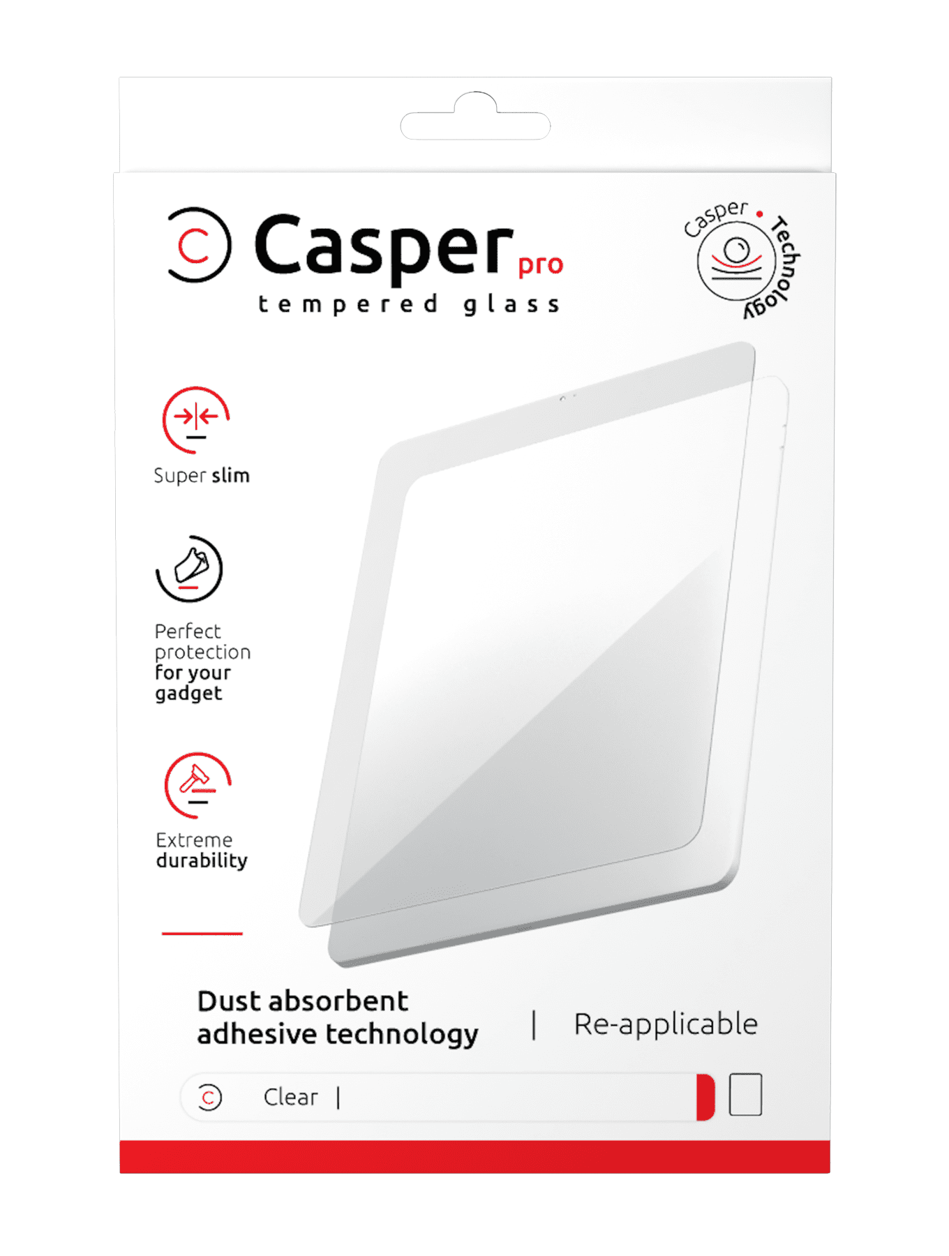 Casper Pro Tempered Glass Compatible For iPad 7 (2019) / iPad 8 (2020) / iPad 9 (2021) (Retail Pack) (Clear)