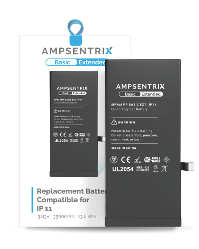Extended Capacity Replacement Battery Compatible For iPhone 11 (AmpSentrix Basic Extended)