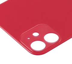 Back Glass With 3M Adhesive Compatible For iPhone 11 (No Logo / Large Camera Hole) (Red)