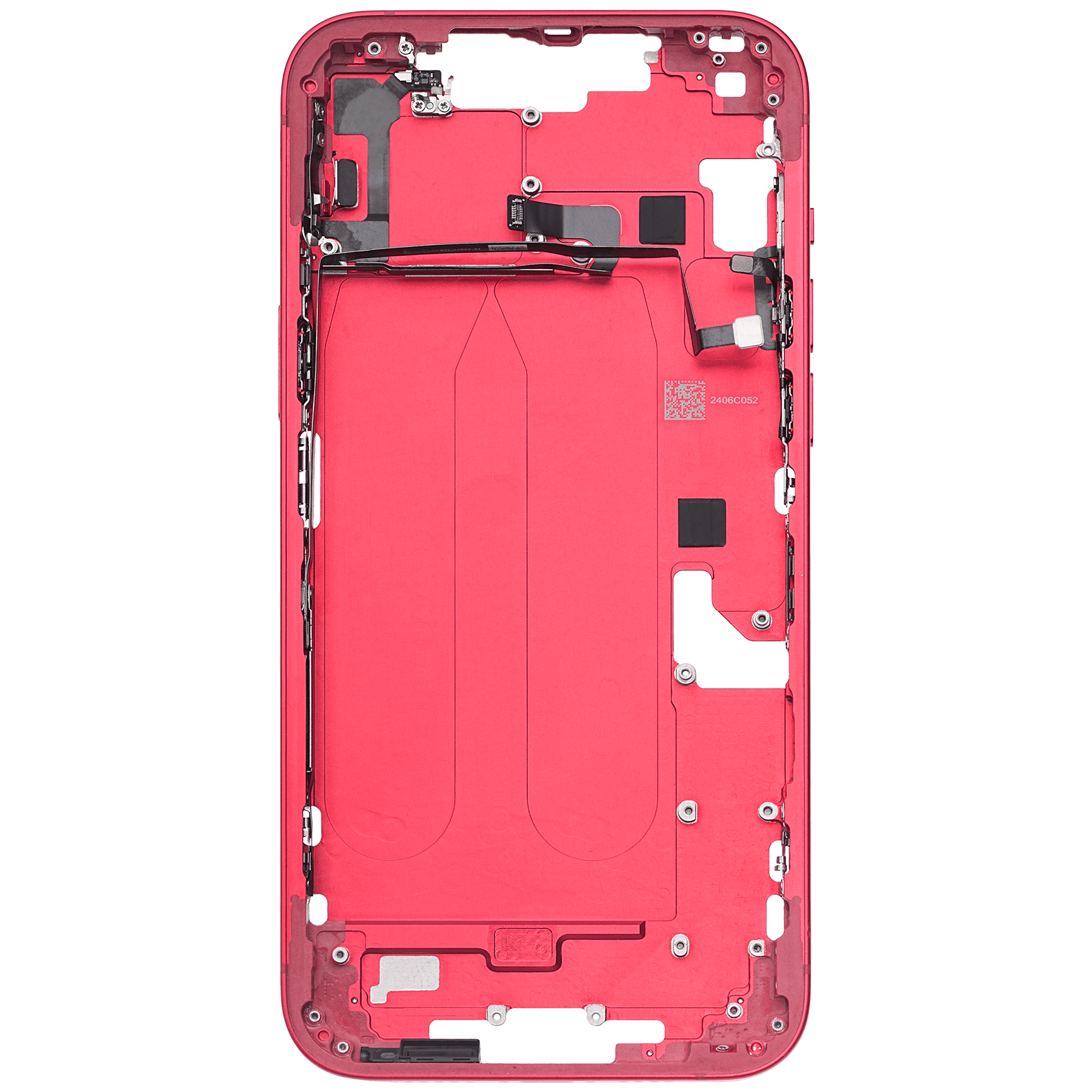 Mid-Frame Housing With Power And Volume Button Compatible For iPhone 14 Plus (US Version) (Used OEM Pull: Grade A) (Red)
