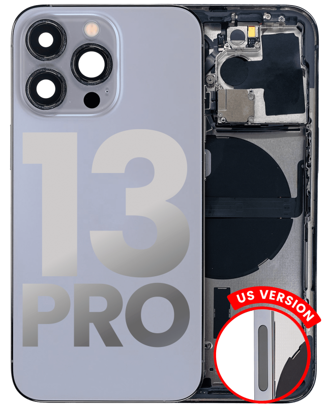 Back Housing W/ Small Components Pre-Installed Compatible For iPhone 13 Pro (US Version) (Used OEM Pull: Grade C) (Sierra Blue)
