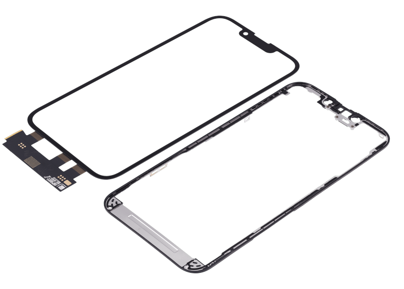 4 in 1 With Frame Included (Front Glass + OCA + Short Touch + OCA Pre-Installed) Compatible For iPhone 13 Pro (OCA Master)