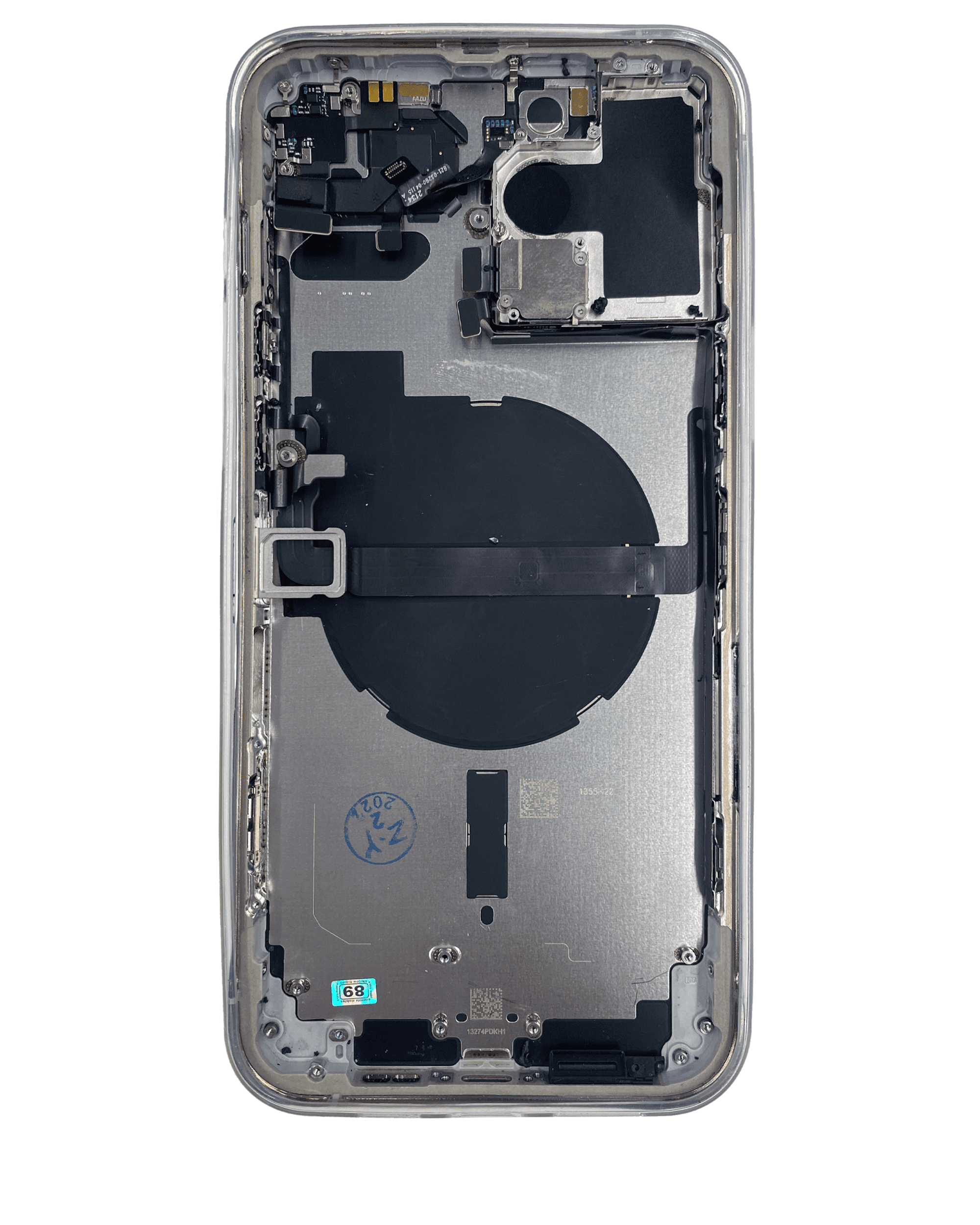 Back Housing W/ Small Components Pre-Installed Compatible For iPhone 13 Pro Max (US Version) (Used OEM Pull: Grade B) (Silver)