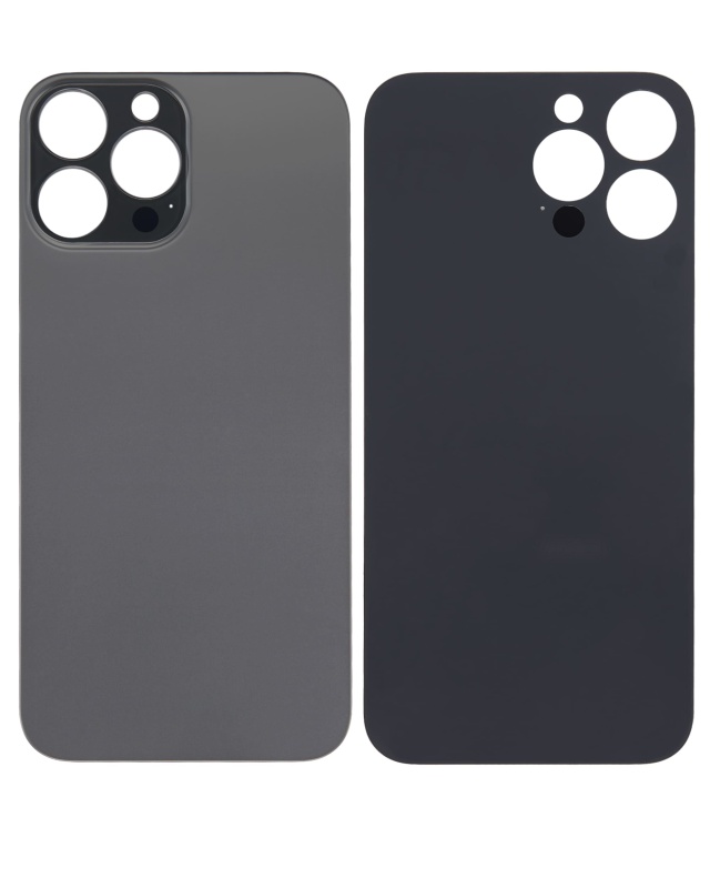 Back Glass With 3M Adhesive Compatible For iPhone 13 Pro Max (No Logo / Large Camera Hole) (Graphite)