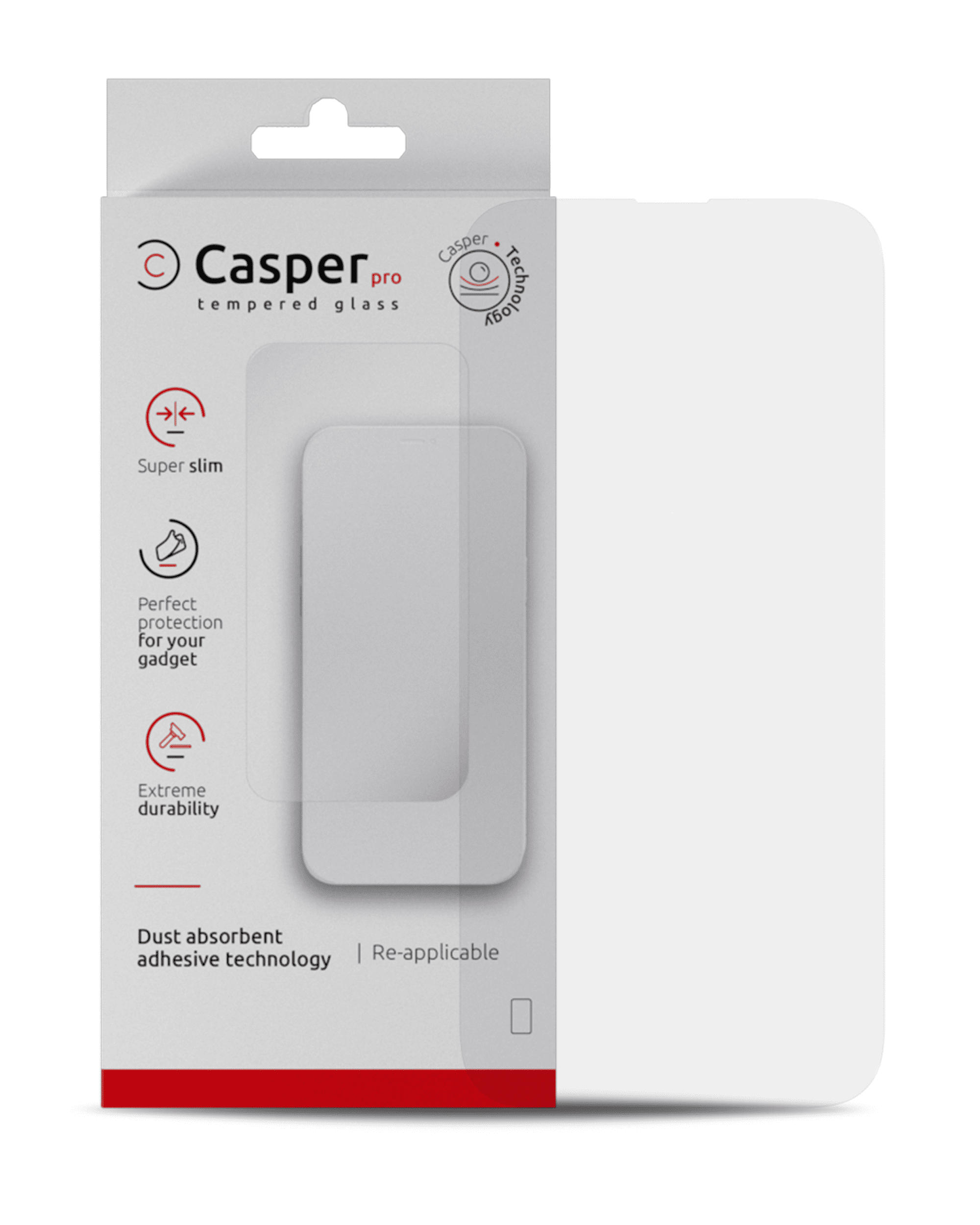 Casper Pro Tempered Glass Compatible For iPhone 15 Pro (Retail Pack) (Clear)