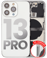 Back Housing W/ Small Components Pre-Installed Compatible For iPhone 13 Pro (US Version) (Used OEM Pull: Grade C) (Silver)