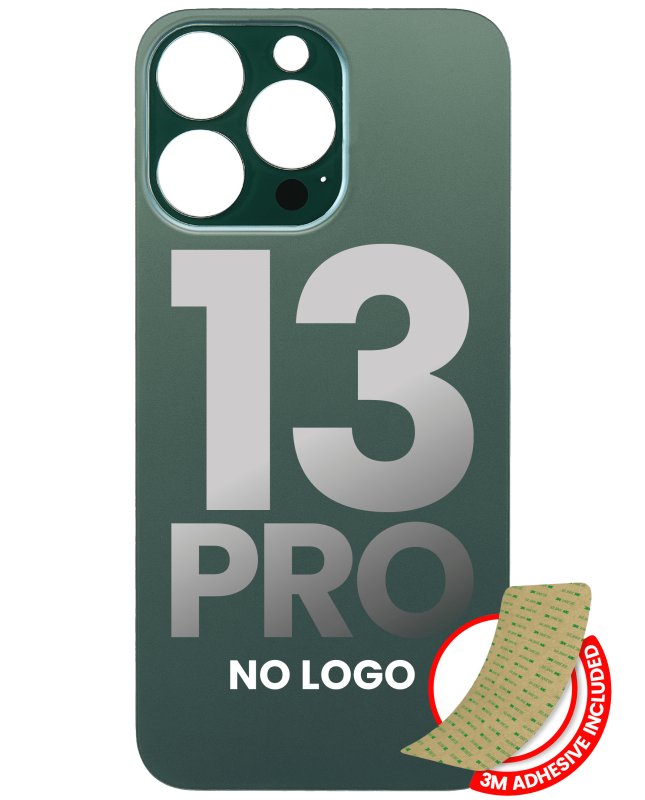 Back Glass With 3M Adhesive Compatible For iPhone 13 Pro (No Logo / Large Camera Hole) (Alpine Green)