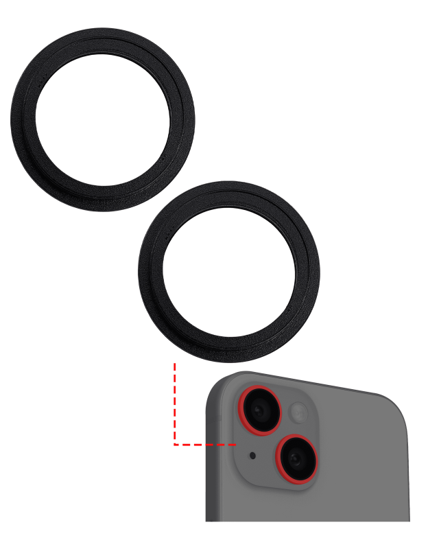 Back Camera Bezel Ring Only Compatible For iPhone 15 / 15 Plus (Black) (2 Piece Set)