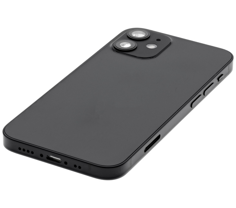 Back Housing W/ Small Components Pre-Installed Compatible For iPhone 12 Mini (International Version) (Used OEM Pull: Grade A) (Black)