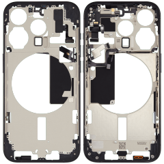 Mid-Frame Housing With Power And Volume Button Compatible For iPhone 15 Pro (US Version) (Used OEM Pull: Grade A) (Blue Titanium)